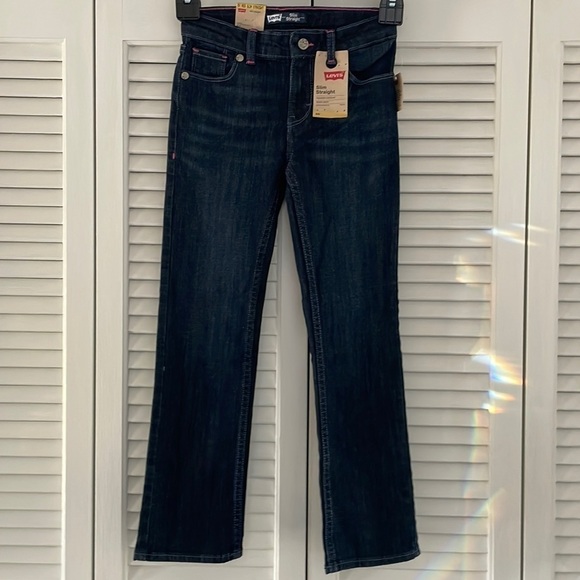Brand New Levi’s Girl’s Slim Straight Adjustable Waistband Stretch Denim Jeans - Picture 1 of 12